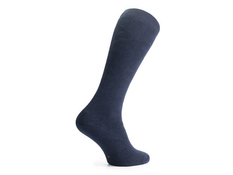 Achterkant skafit kniekousen met zilvergaren navy blauw
