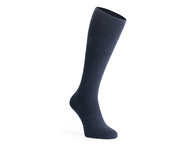 Vooraanzicht skafit kniekousen met zilvergaren navy blauw