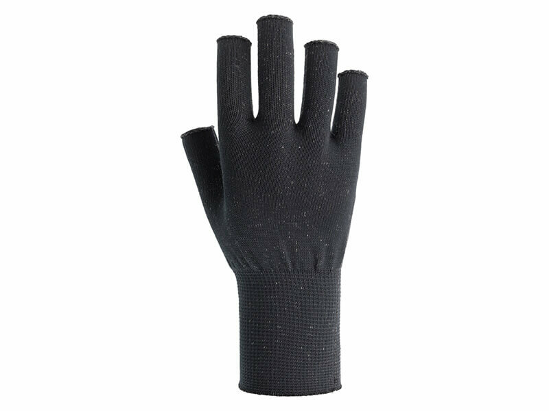 Antraciet skafit vingerloze zilverhandschoenen rugzijde hand