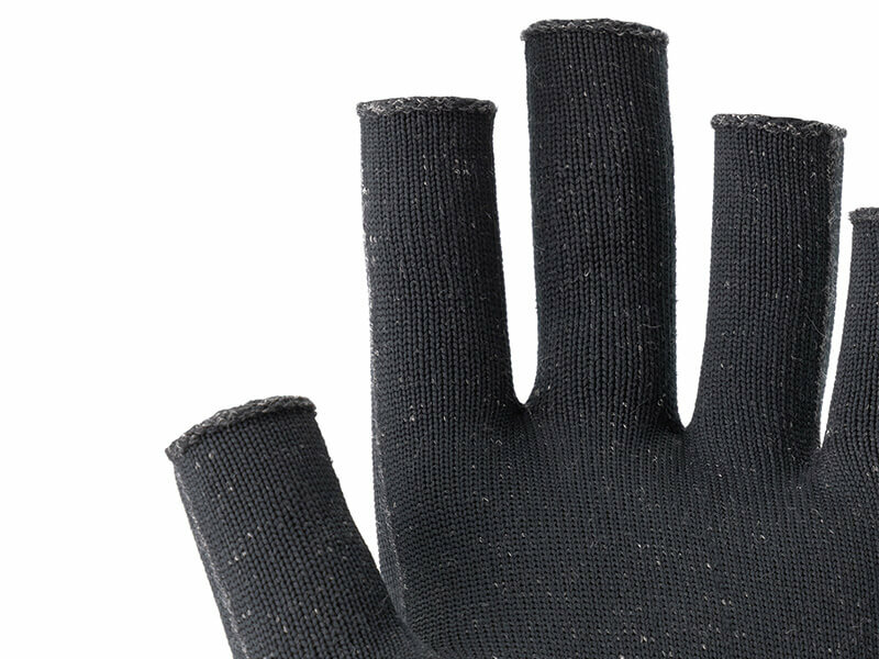 Detail skafit zilverhandschoenen open vingertop antraciet