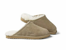Fellhof sloffen primo heren kleur kaki met wit lamswol