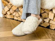 Warme teddy pantoffels wit