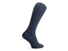 Achterkant skafit kniekousen met zilvergaren navy blauw