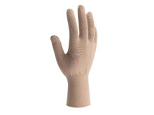 Zijaanzicht beige zilverhandschoen beige