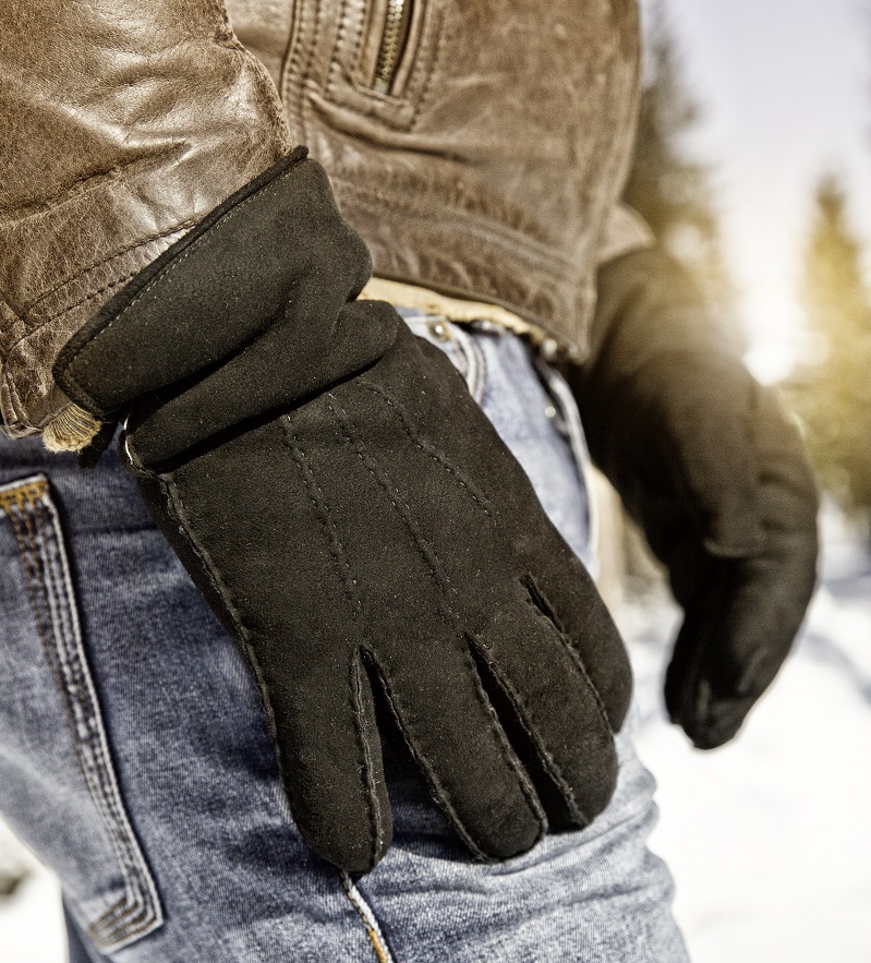 Wollen handschoenen Wollen handschoenen met echt leder